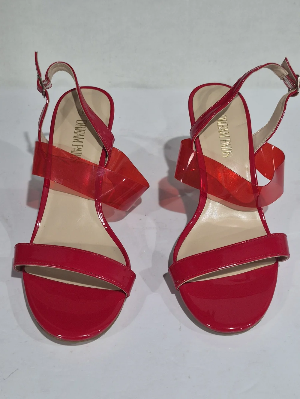 Dream Pairs Red Slingback Sandals with Clear Strap - Size 9 - Picture 7 of 13